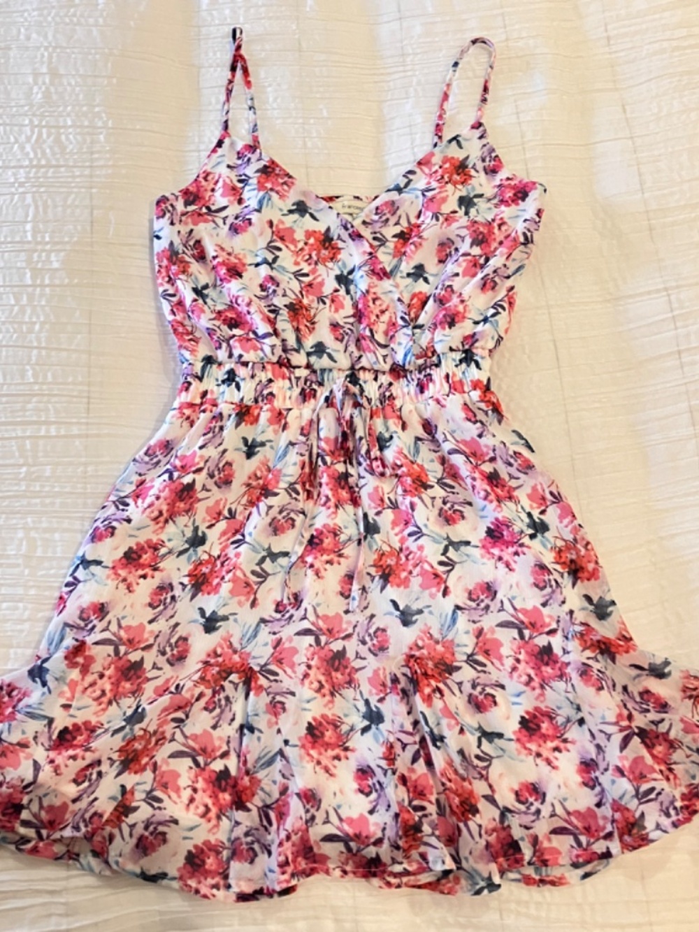 Francescas White Multicolor Floral Mini Tank Dress